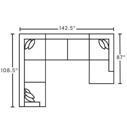 Layout G: Four Piece Sectional 108.5" x 142.5" x 87"