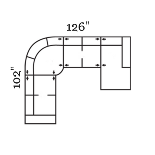 Layout L: Four Piece Sectional 102" x 126"