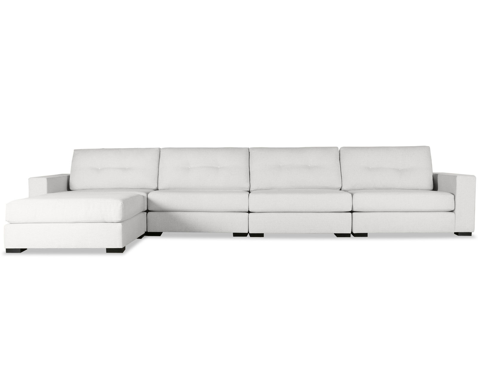 Veranda Buttoned 5 Pieces Modular Sectional w/ Chaise Left or Right (3 Colors Available) - Veranda Buttoned 5 Pieces Modular Sectional w/ Chaise Left or Right in White