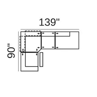 Layout F: Four Piece Sectional 90" x 139"	