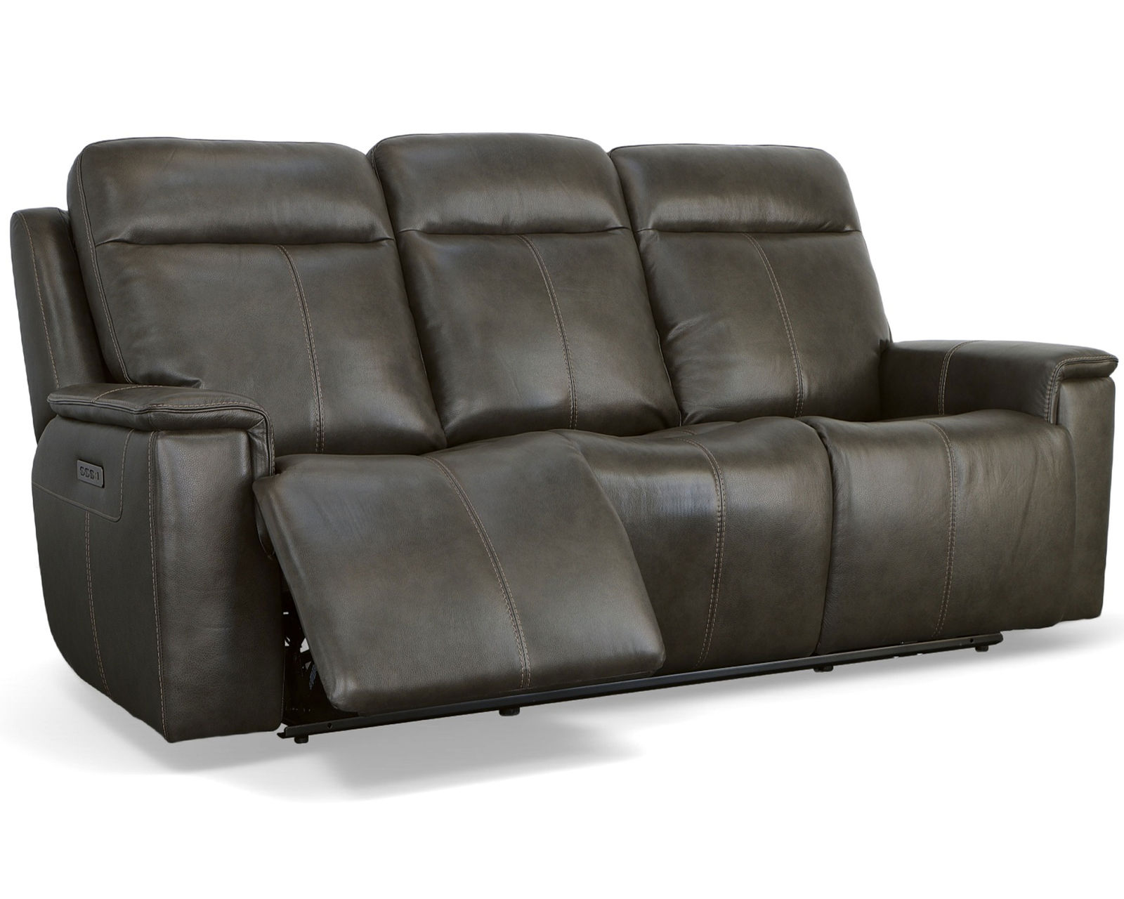 Odell Power Reclining Loveseat with Console, Power Headrests & Lumbar(Dark gray leather) in stock - Odell Power Reclining Sofa with Power Headrests & Lumbar