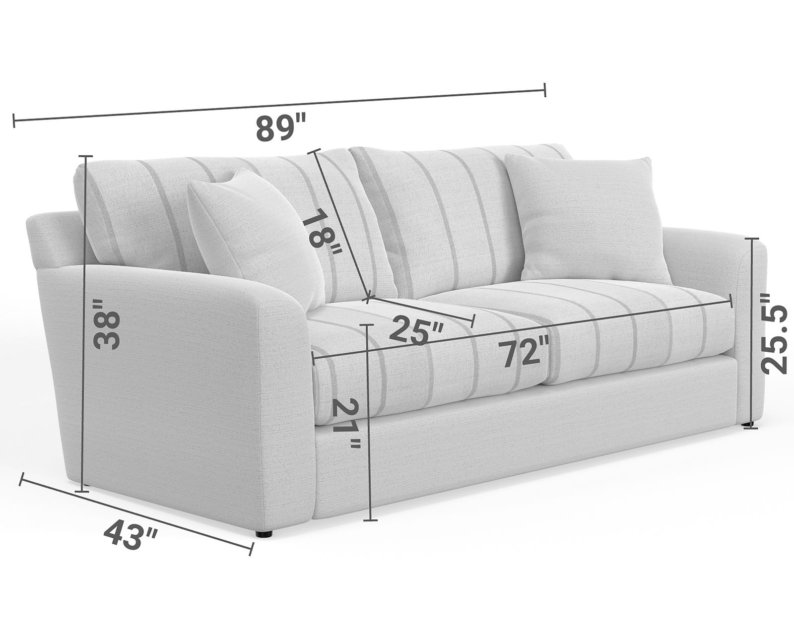 Lindsey 89" Stationary Sofa (2 colors) includes pillows - Exceptional Comfort. Extraordinary Value.