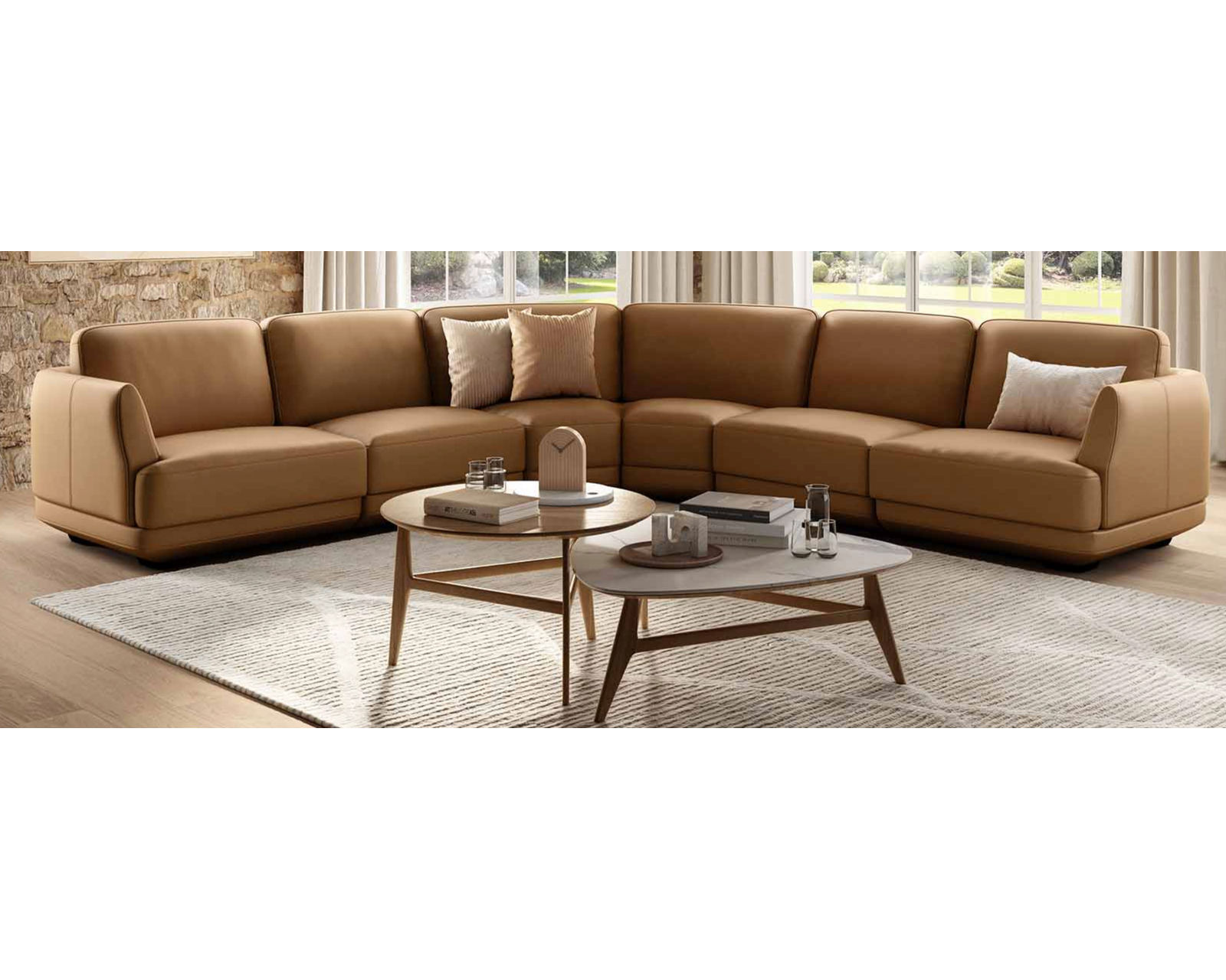 Carter C314 Sectional (+50 leathers) - Layout H: Six Piece Sectional 133" x 133"