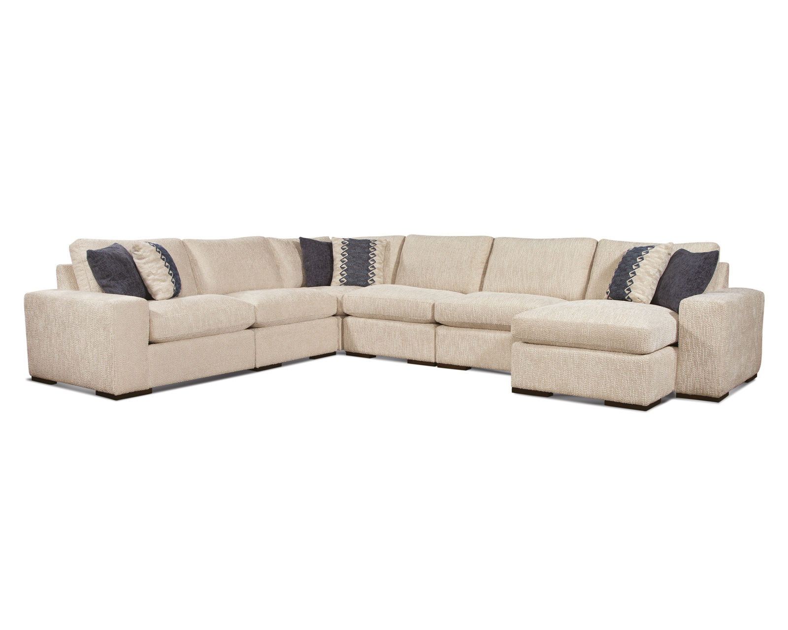 Memphis Stationary Chaise Sectional (+69 fabrics) - Layout D:  Six Piece Sectional 123" x 154"