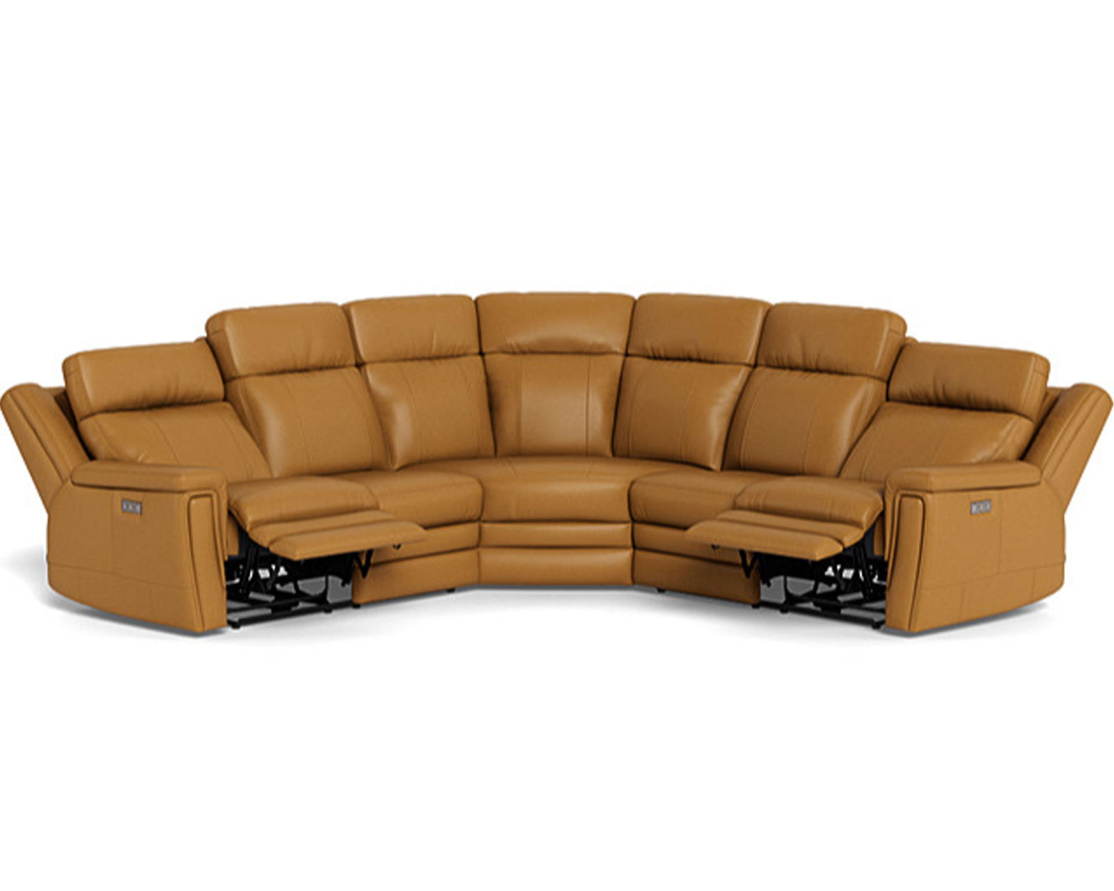 Asher 41065 Power Headrest Power Reclining Leather Sectional (+100 leathers) - Layout A: Five Piece Sectional 109" x 109" (2 Recliners)