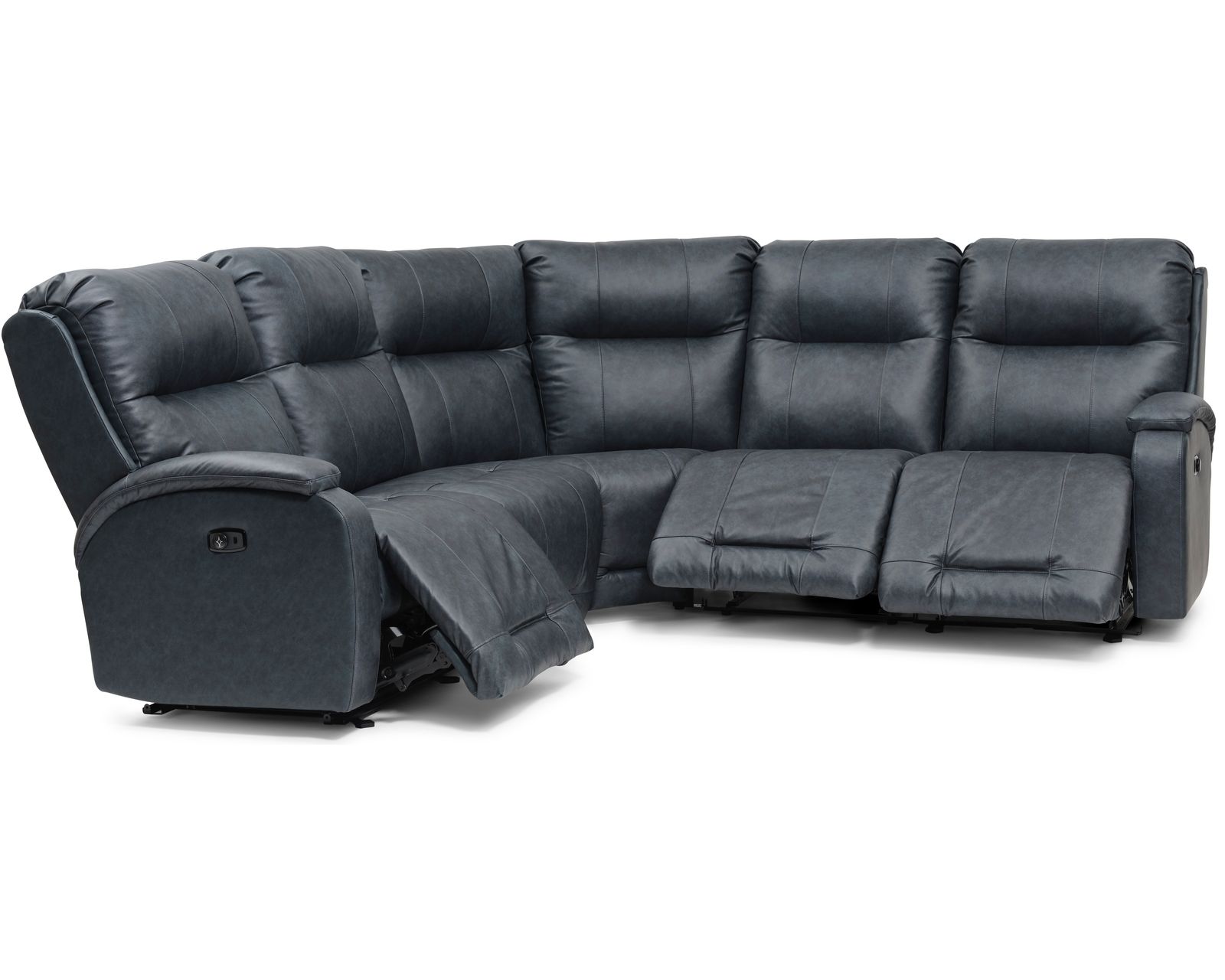 Maverly Leather Reclining Sectional (+46 leathers) - Layout A: Five Piece Sectional 101" x 101" (2 recliners)
