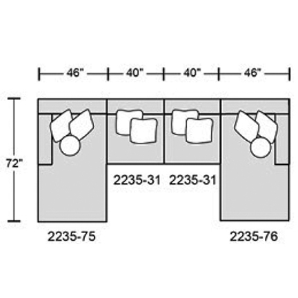 Layout C: Four Piece Sectional 72" x 172"
