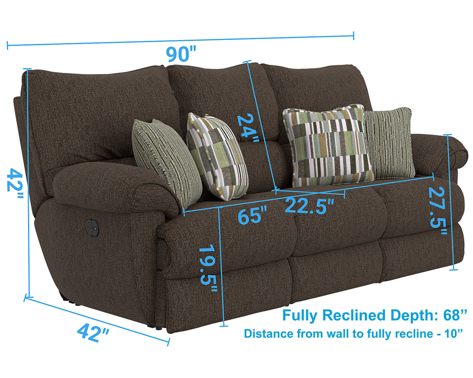 Lenny 90" Power Lay Flat Reclining Sofa (Two colors) - America's Favorite Way to Unwind.
