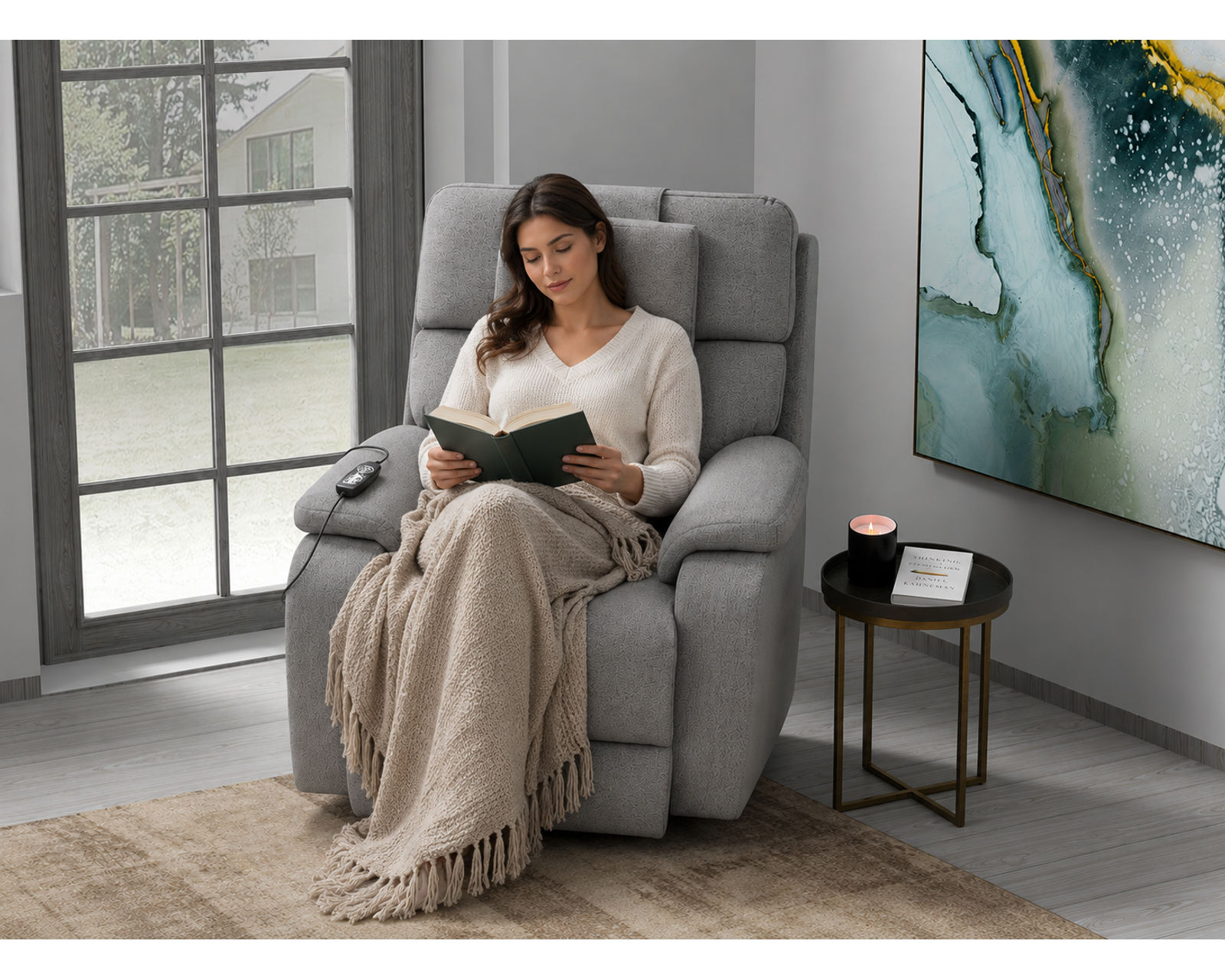 Dreamtime Power Headrest Lay Flat Recliner with CR3 Heat, Massage, Zero Gravity & Nanobionic Performance Fabric (3 colors) - Therapeutic Comfort at the Touch of a Button.
