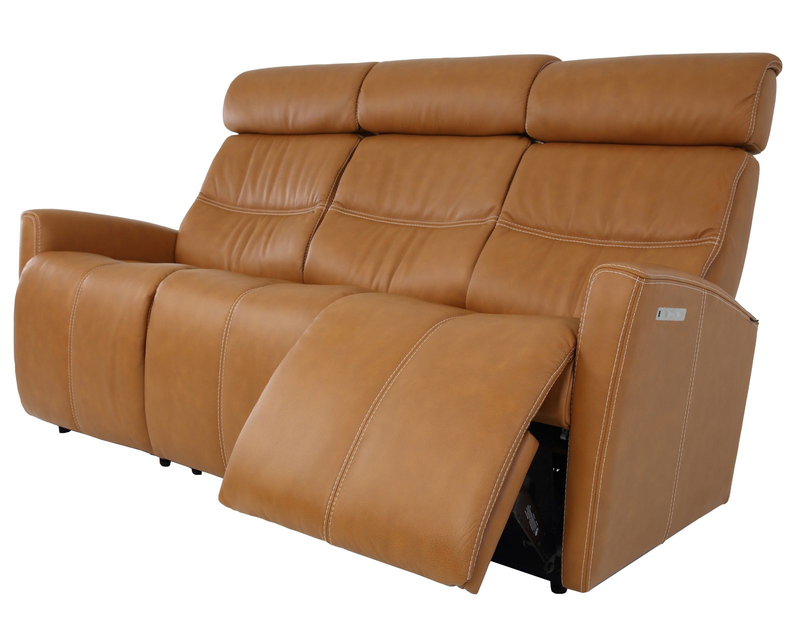 Milan 78" Leather Power Reclining Wall Saver Sofa Cognac (In stock - Fast shipping)