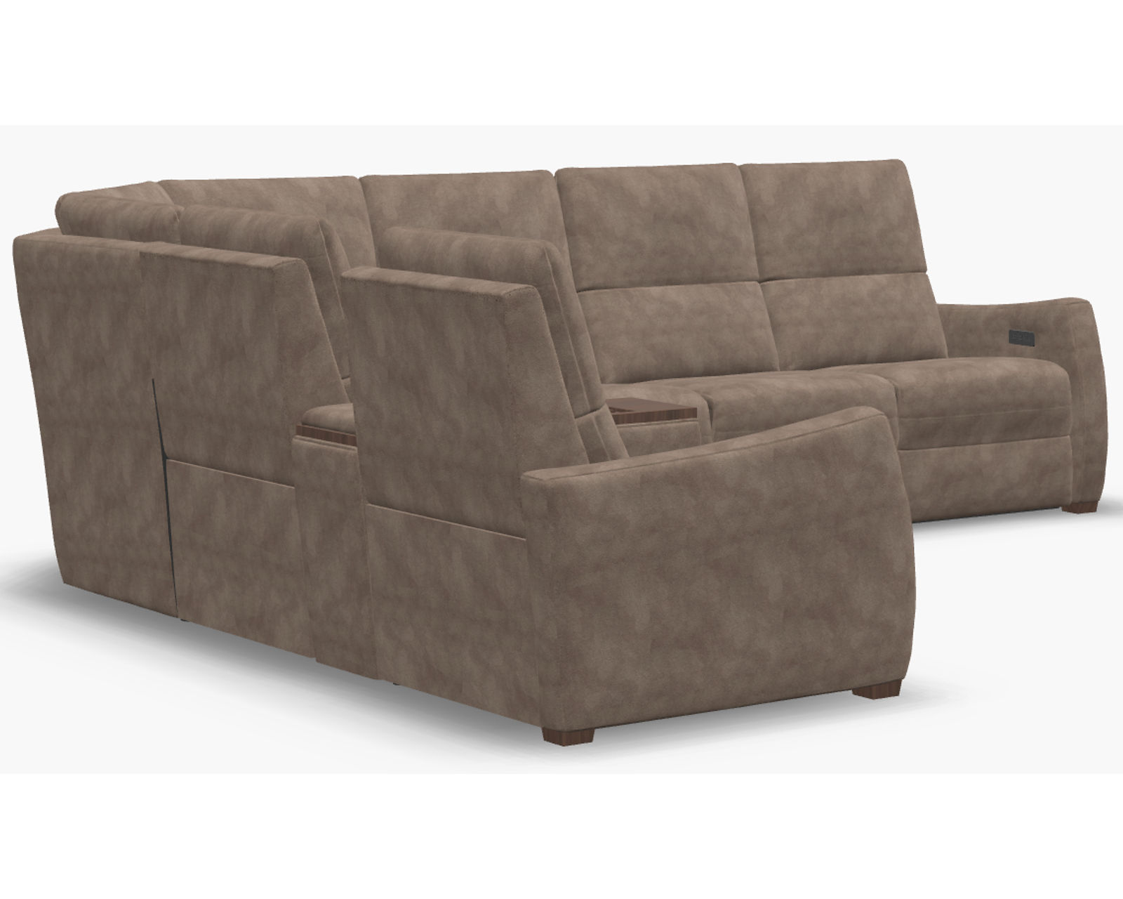 Luna 40110 Triple Power Reclining Sectional (+50 fabrics) - Layout D: Four Piece Reclining Sectional (2 recliners) 111" x 123"