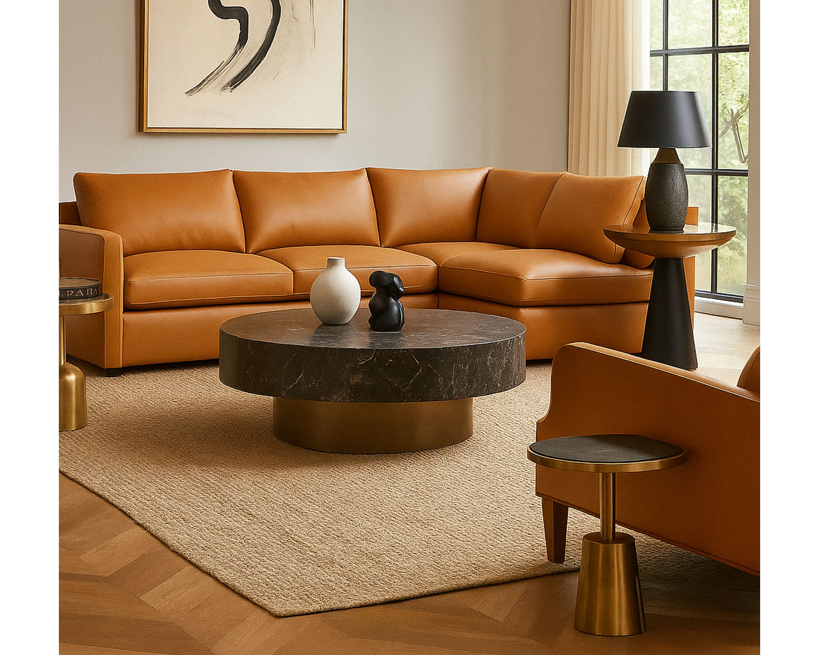 Laguna 77752 Stationary Sectional (+100 leathers) - Layout E: Two Piece Sectional 107" x 104"