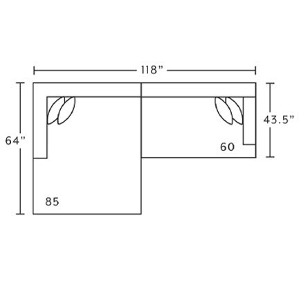 Layout B: Two Piece Sectional 64" x 118"