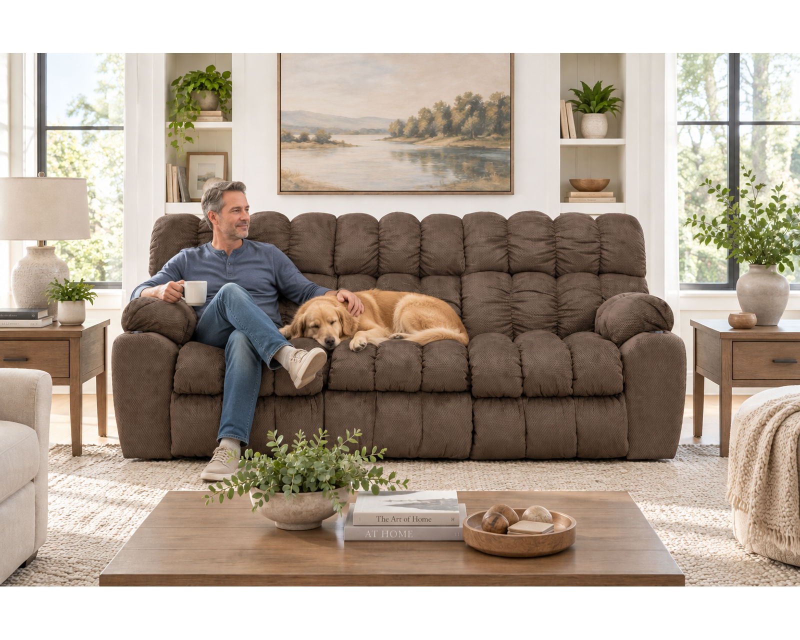 Brayden 88" Reclining Sofa with Drop-Down Table, Lights & Storage Drawer (Plush Comfort. Built-In Convenience. Made for Everyday Relaxation) - Superior Motion. Franklin Comfort.