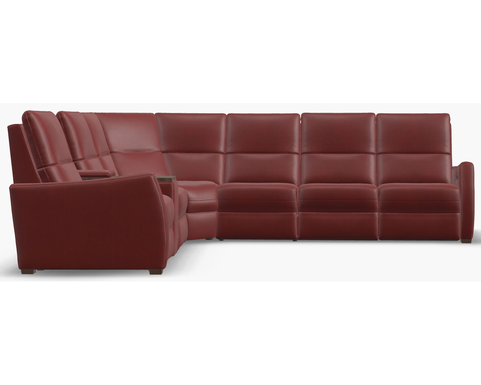 Luna 40110 Triple Power Reclining Sectional (+100 leathers) - Layout D: Four Piece Reclining Sectional (2 recliners) 111" x 123"