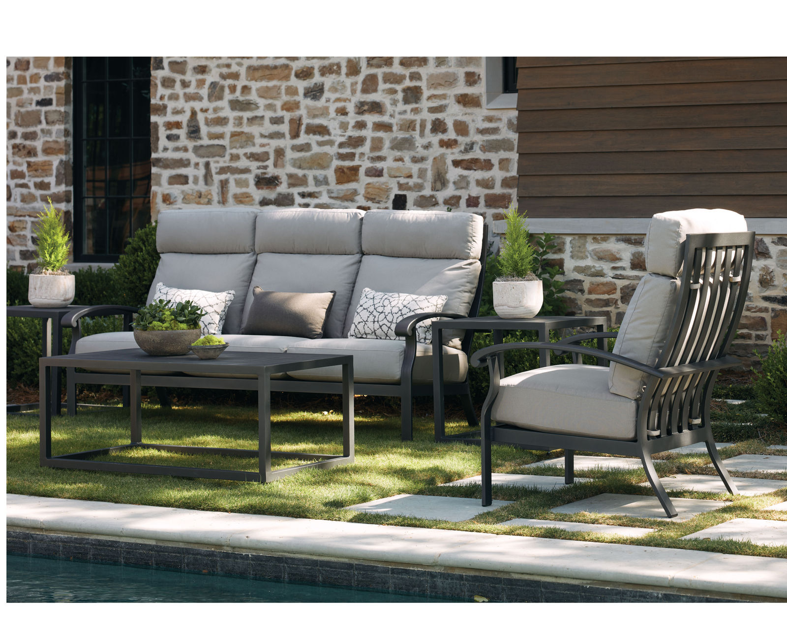 Smith Lake Outdoor Sofa (24 fabrics - 8 metal finishes)
