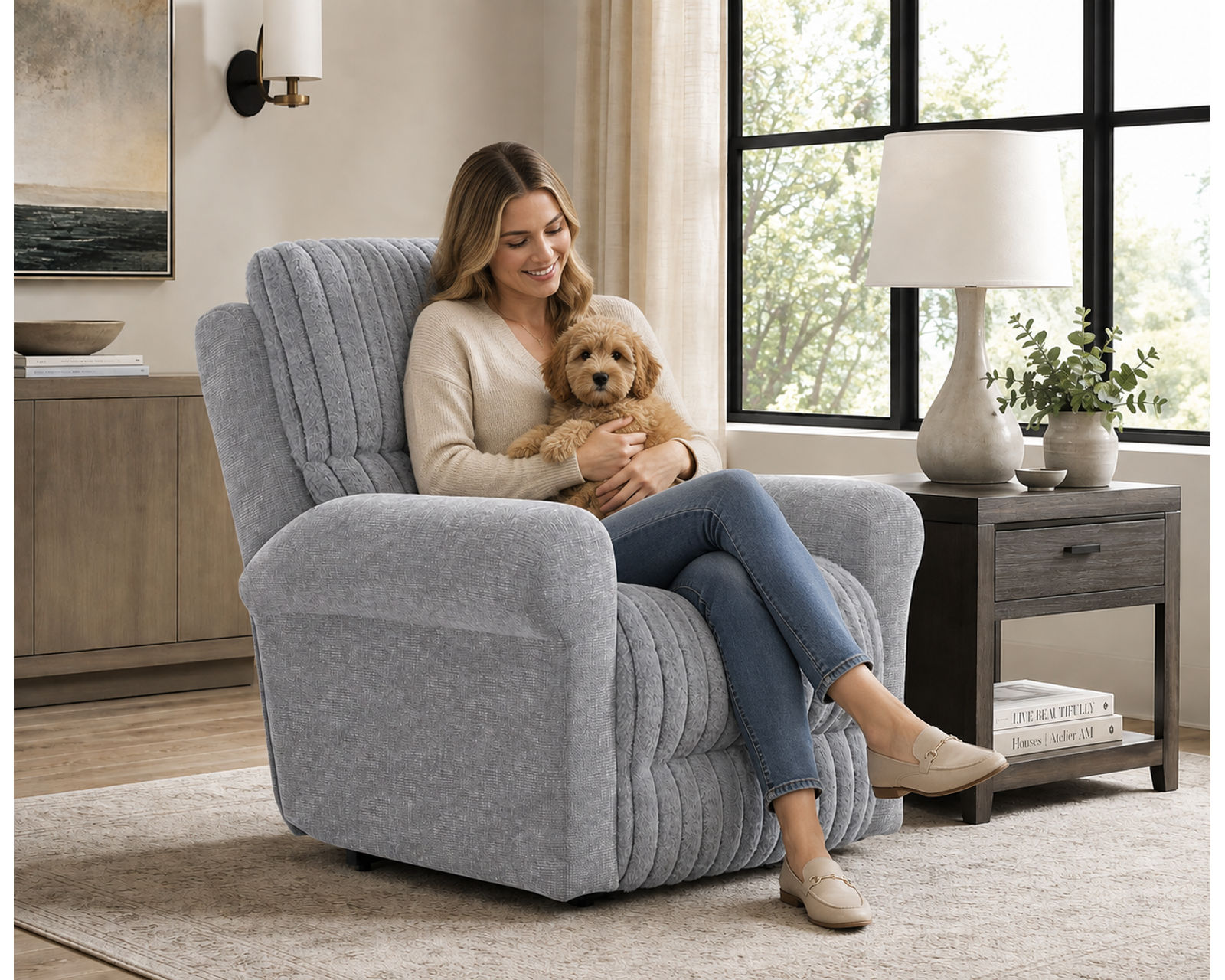 Foxy Rocker Recliner or Power Zero Gravity Recliner Fashion-Forward Comfort with Luxurious Faux Fur (two colors) - Deep Comfort. Lasting Support.