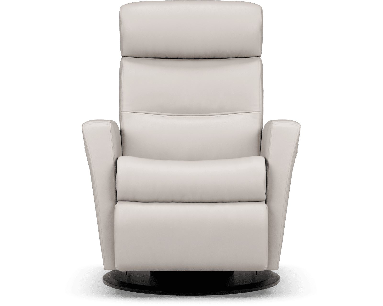 Divani Swivel Glider Relaxer Recliner Cinder (Scandinavian Comfort That Moves With You) IN STOCK - Shown in Top Grain Leather Color Trend Cinder