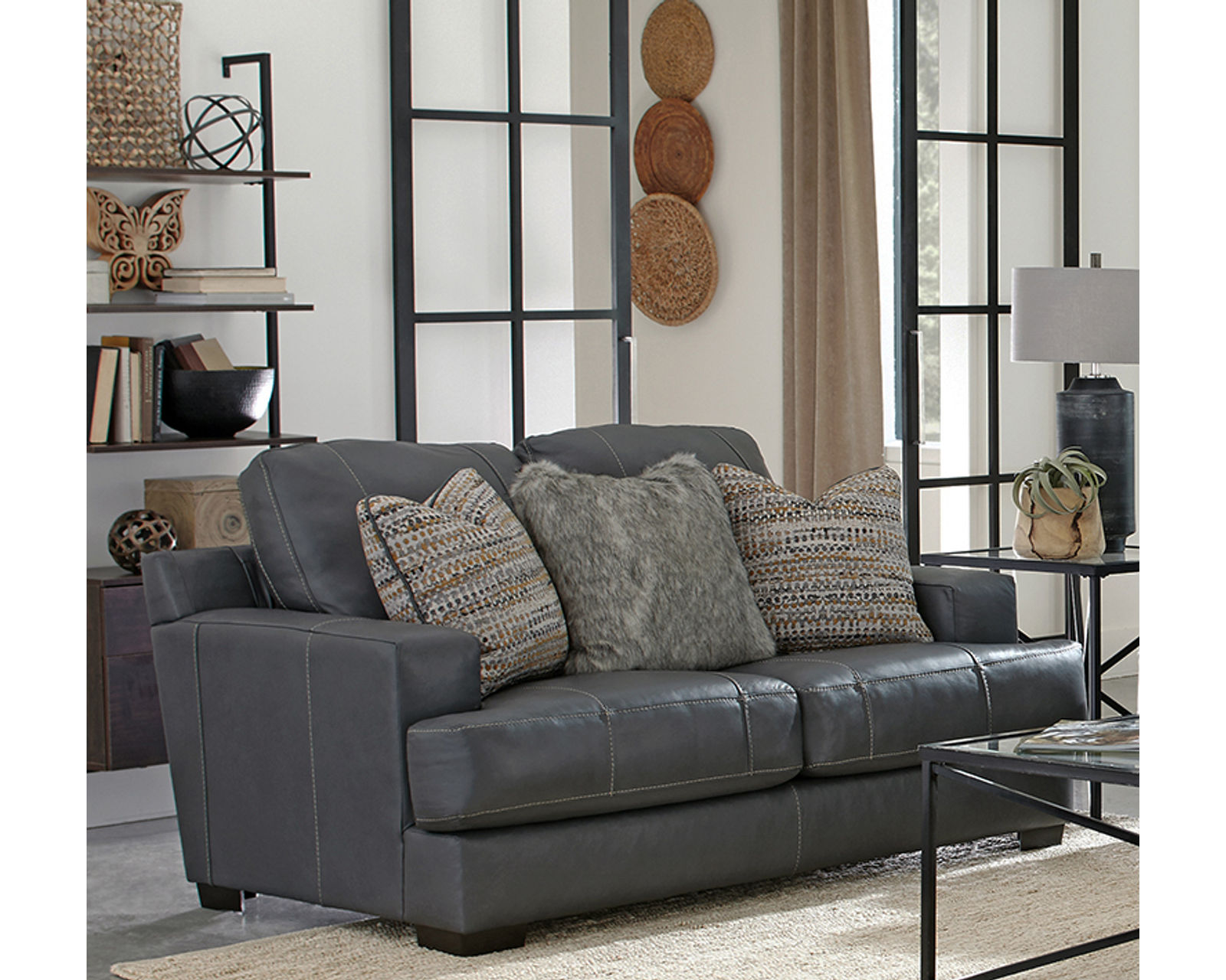 Marco 92" Top Grain Leather Sofa 2 colors (in stock) includes pillows