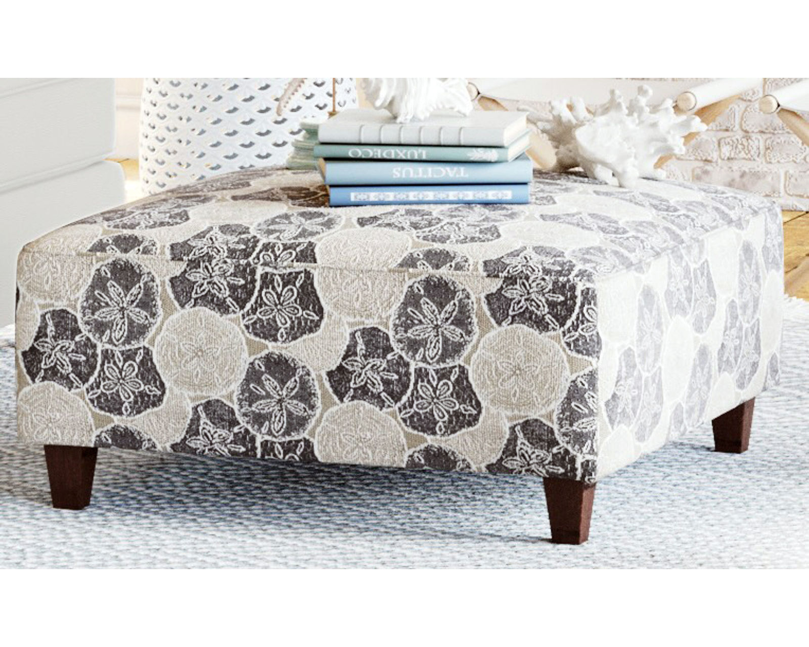 Max Pearl 85" Sofa 68-00-KP (includes pillows) performance fabric - Seashore Sand 38" Square Cocktail Ottoman  (performance fabric)