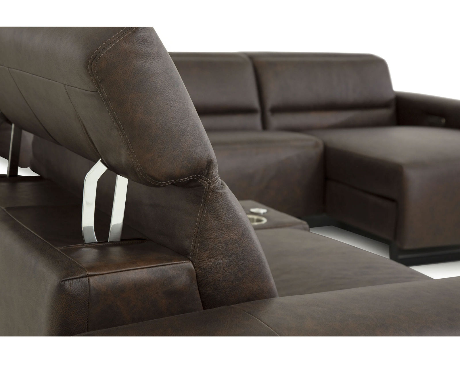 Armina 44010 Power Headrest Power Reclining Sectional (+100 leathers) - Adjustable Headrest