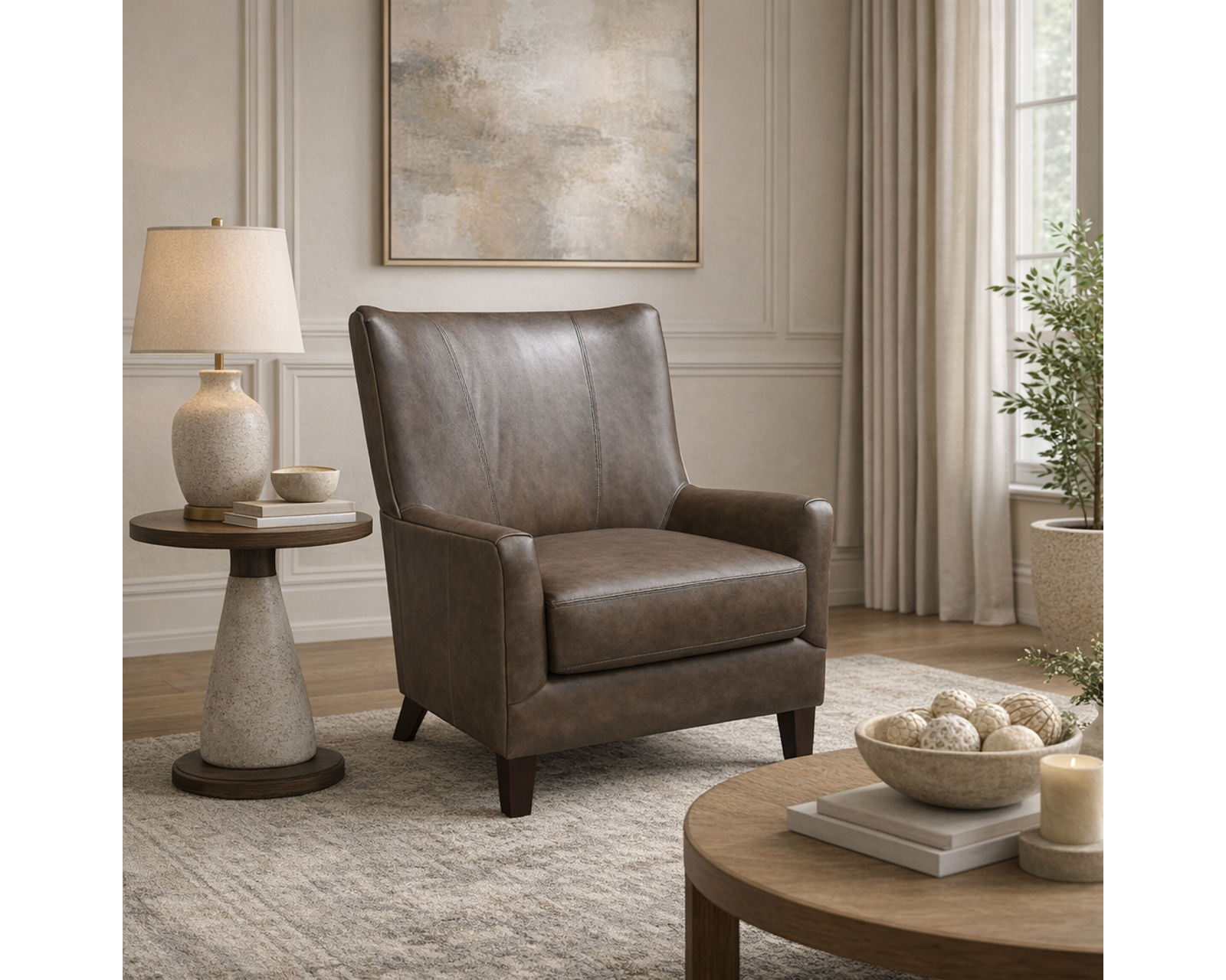 Ryanne 6030 Leather Accent Chair (29 Top-Grain Leather Choices) - Where Comfort Meets Craftsmanship.