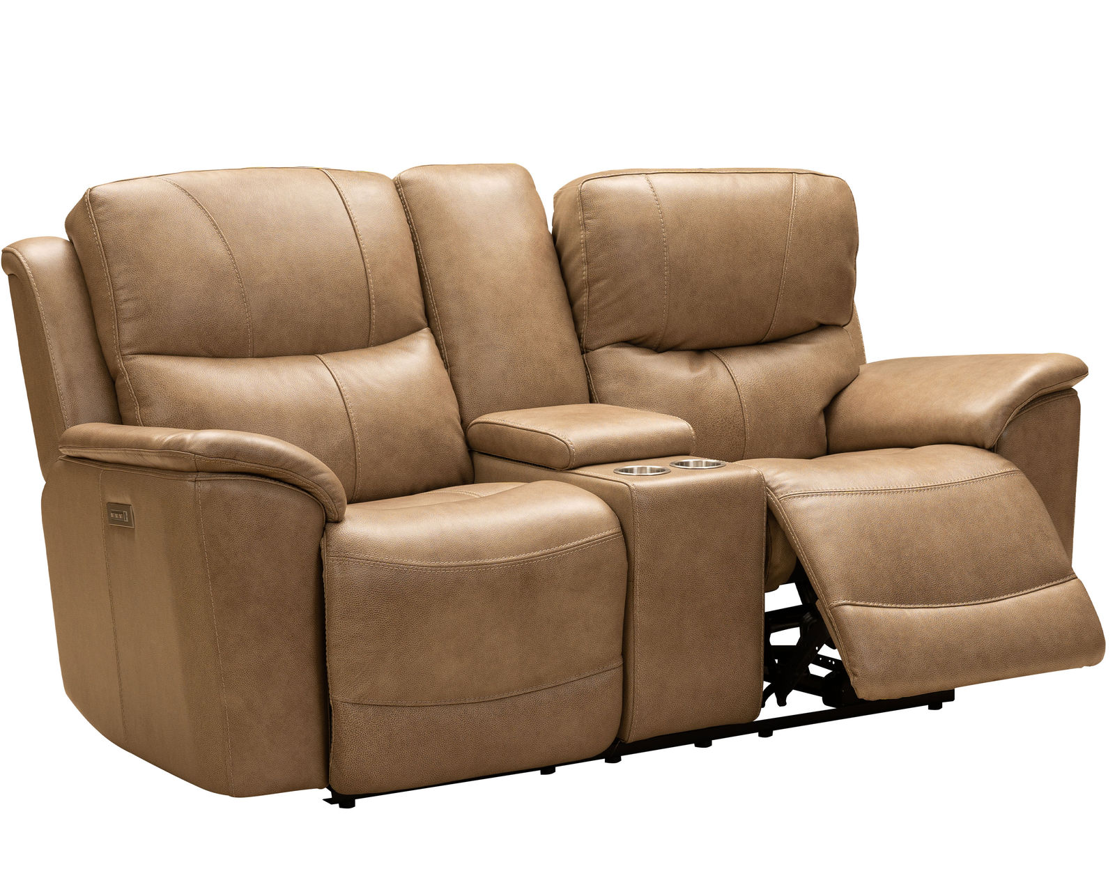 Kaden 88" Leather Power Headrest - Power Lumbar Power Reclining Sofa (Taupe) In stock - All leather everywhere your body touches