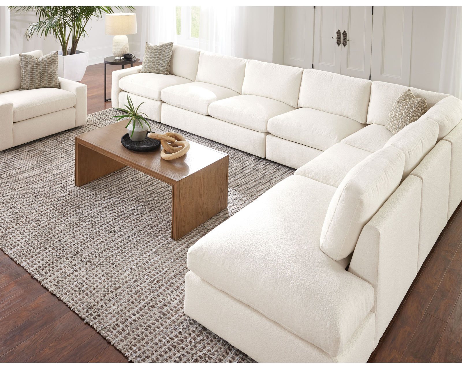Sky 5511 Sectional (hypoallergenic down-like cushion) +100 fabrics - 6 Pc Sectional Features: LAF Chair, Armless Loveseat, Armless Chair, Corner Chair, Armless Chair and Sky RAF Open End