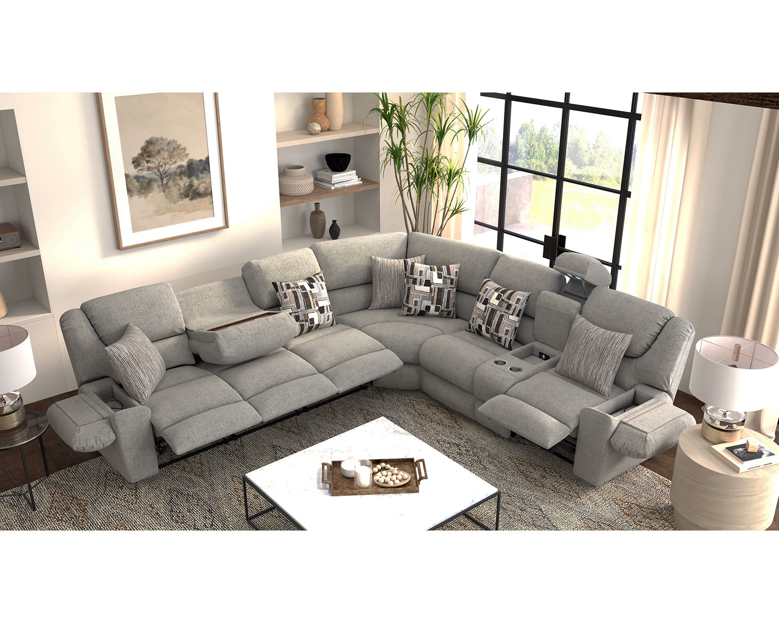 Quinn Three-Piece Reclining Sectional - Entertainment, Storage, Heat & Massage—Built Into One Incredible Sectional. - Luxury Comfort. Everyday Value.