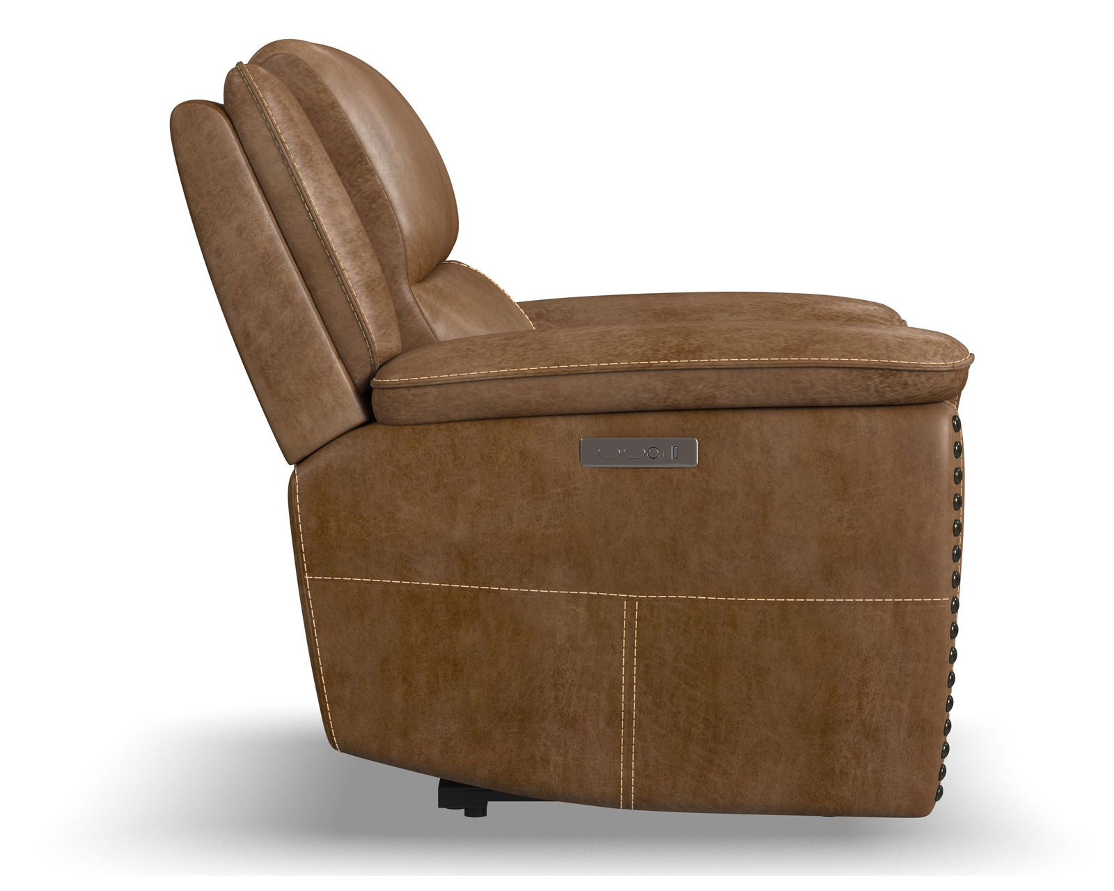 Beau 1011 Power Headrest Power Reclining Sofa (Caramel faux leather fabric) 89" - in stock - Beau Power Recliner with Power Headrest