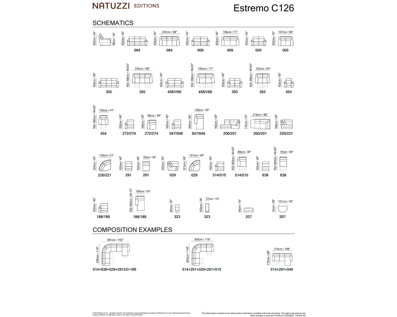 Estremo C216 Stationary Sectional (+50 leathers) - Pieces Available