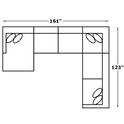 Layout D: Five Piece Sectional 161" x 123"