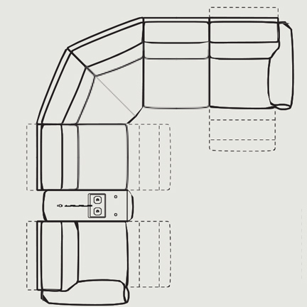 Layout H: Six Piece Reclining Sectional 130" x 120" (three recliners)