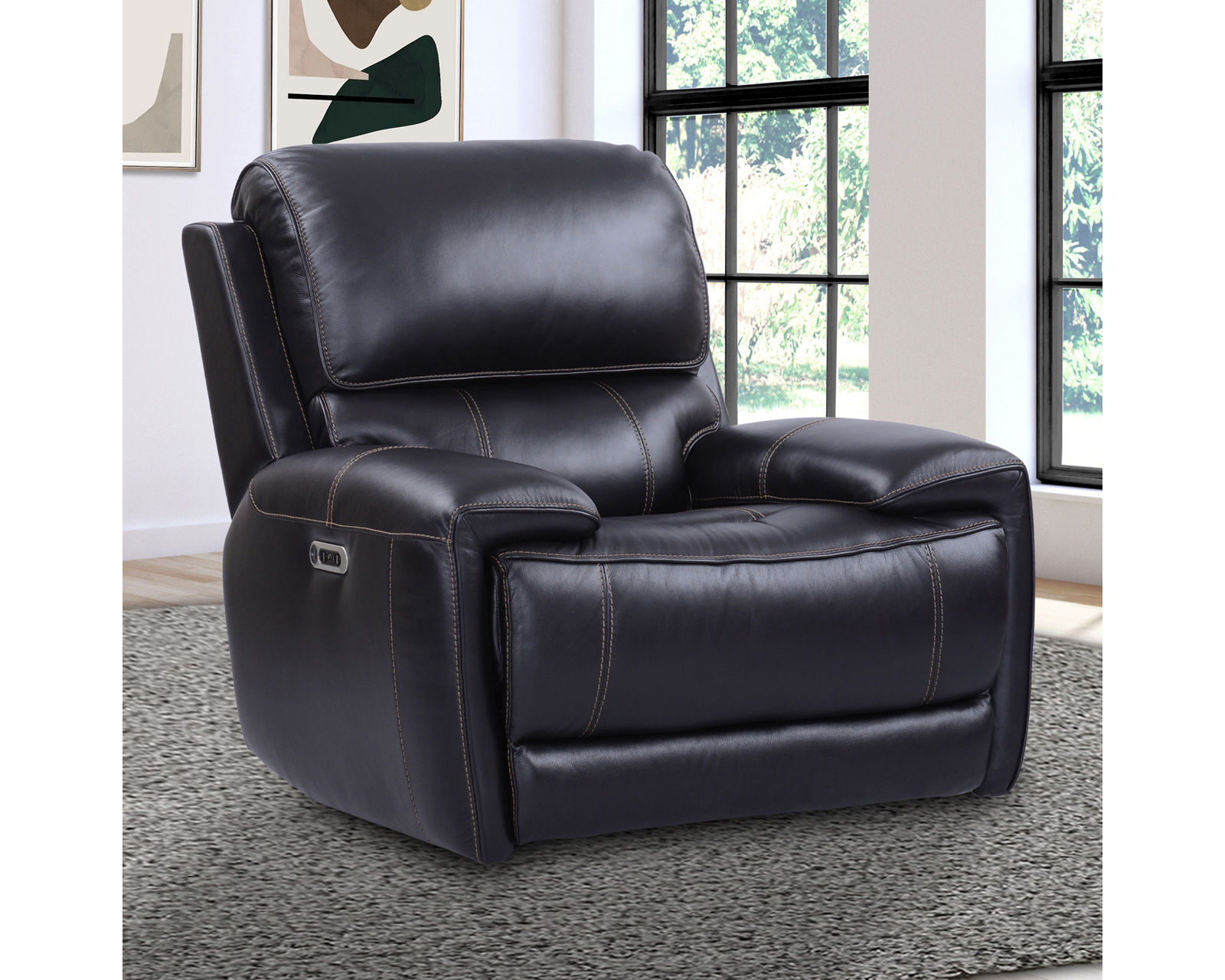 Empire Leather 87" Power Headrest Power Reclining Sofa Blackberry (In stock - Fast shipping)