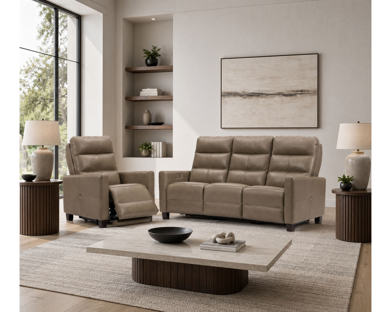Elran Lane Dual Power Reclining Sofa — Available in Standard & Wide Cushions, 140+ Leather Options, and 75", 79", or 107" Widths - Designed for Comfort. Built for Life. Priced for You.