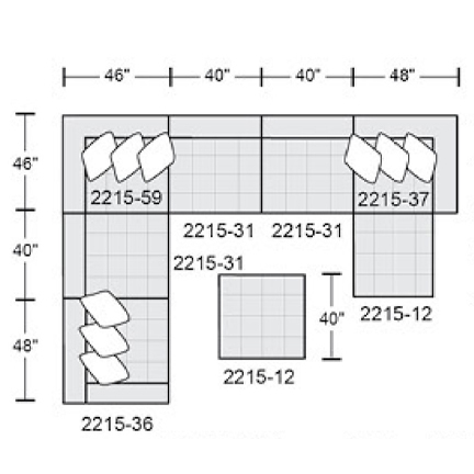 Layout F: Seven Piece Sectional 134" x 174"