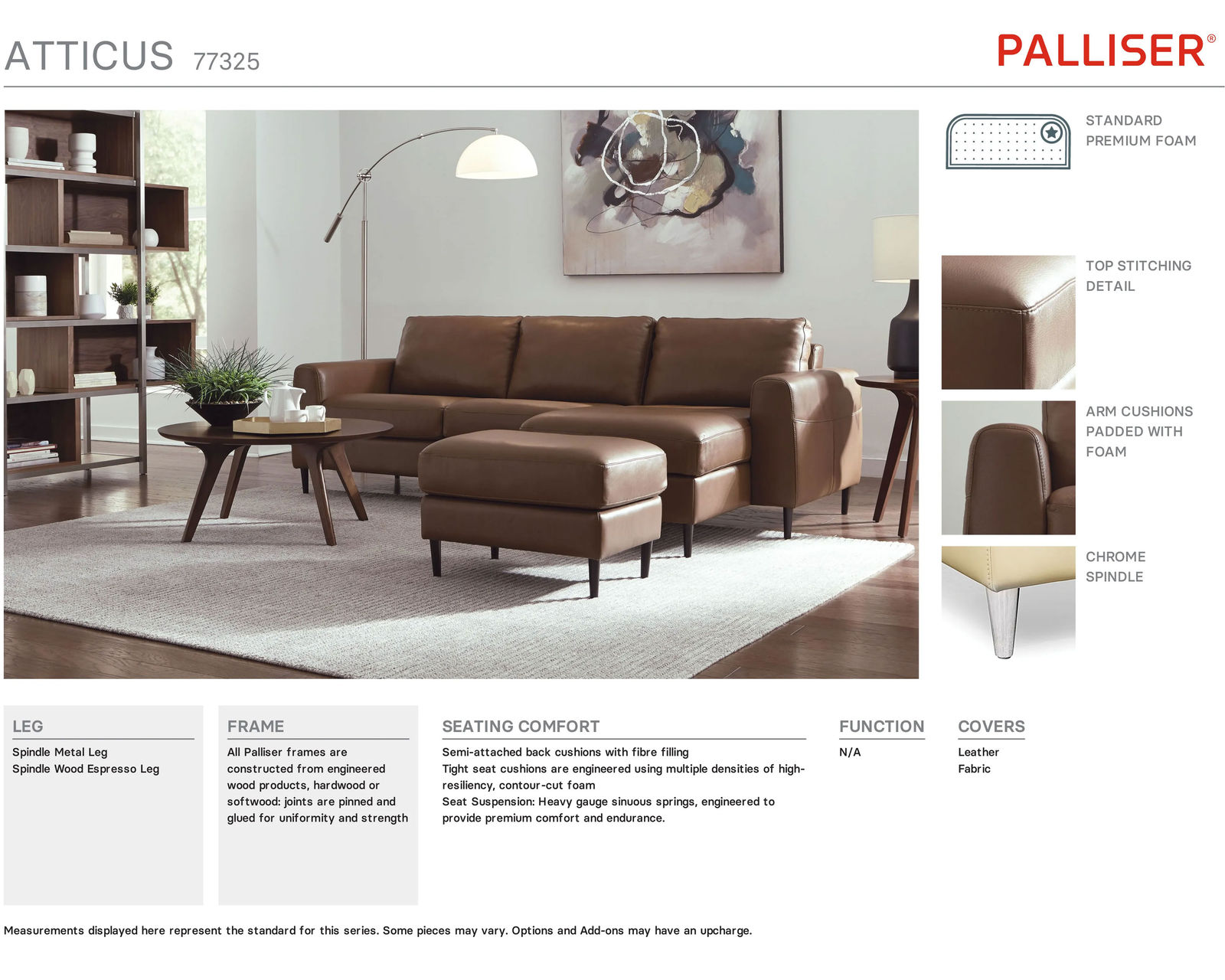 Atticus 77325 Sofa (79" or 94") +100 leathers - Atticus Chair