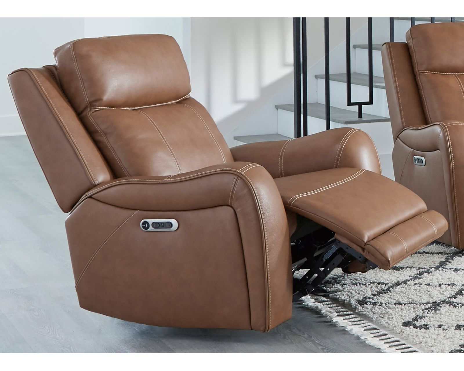 Haywood 86" Power Headrest Power Reclining Leather Sofa (In stock - Fast shipping) - Haywood Power Headrest Power Glider Recliner