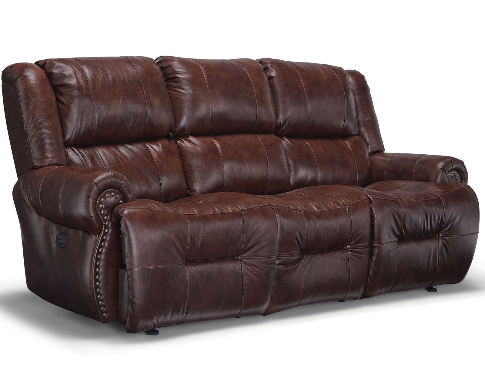 Genet Leather Double Reclining Sofa w/ Dropdown Table (+30 leathers) 85" - Genet Leather Double Reclining Sofa w/ Dropdown Table