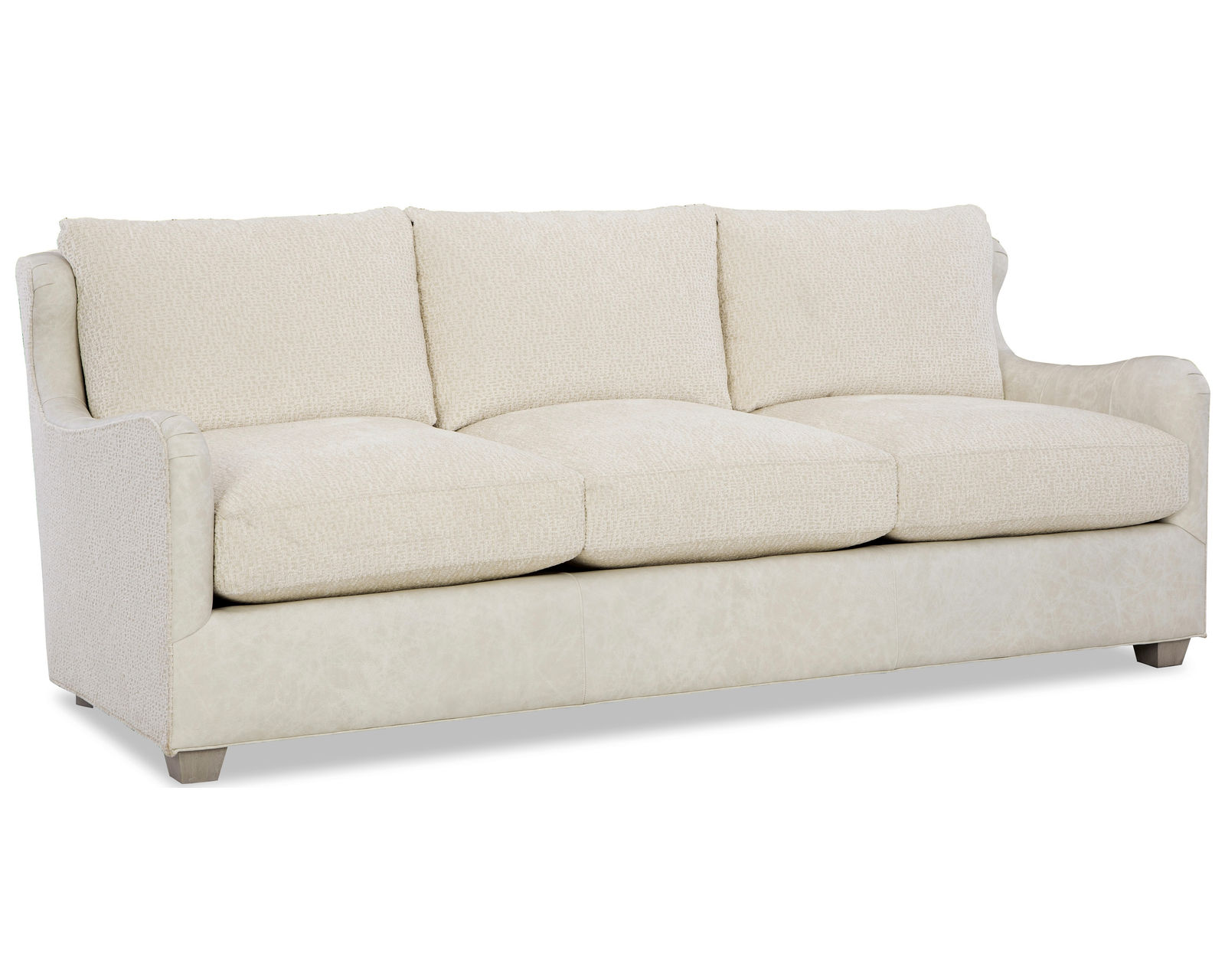 Alabaster LF7329 Leather and Fabric Sofa (92") - Combines the elements of top grain leather with performance fabrics