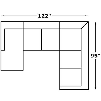 Layout E: Three Piece Sectional 122" x 95"
