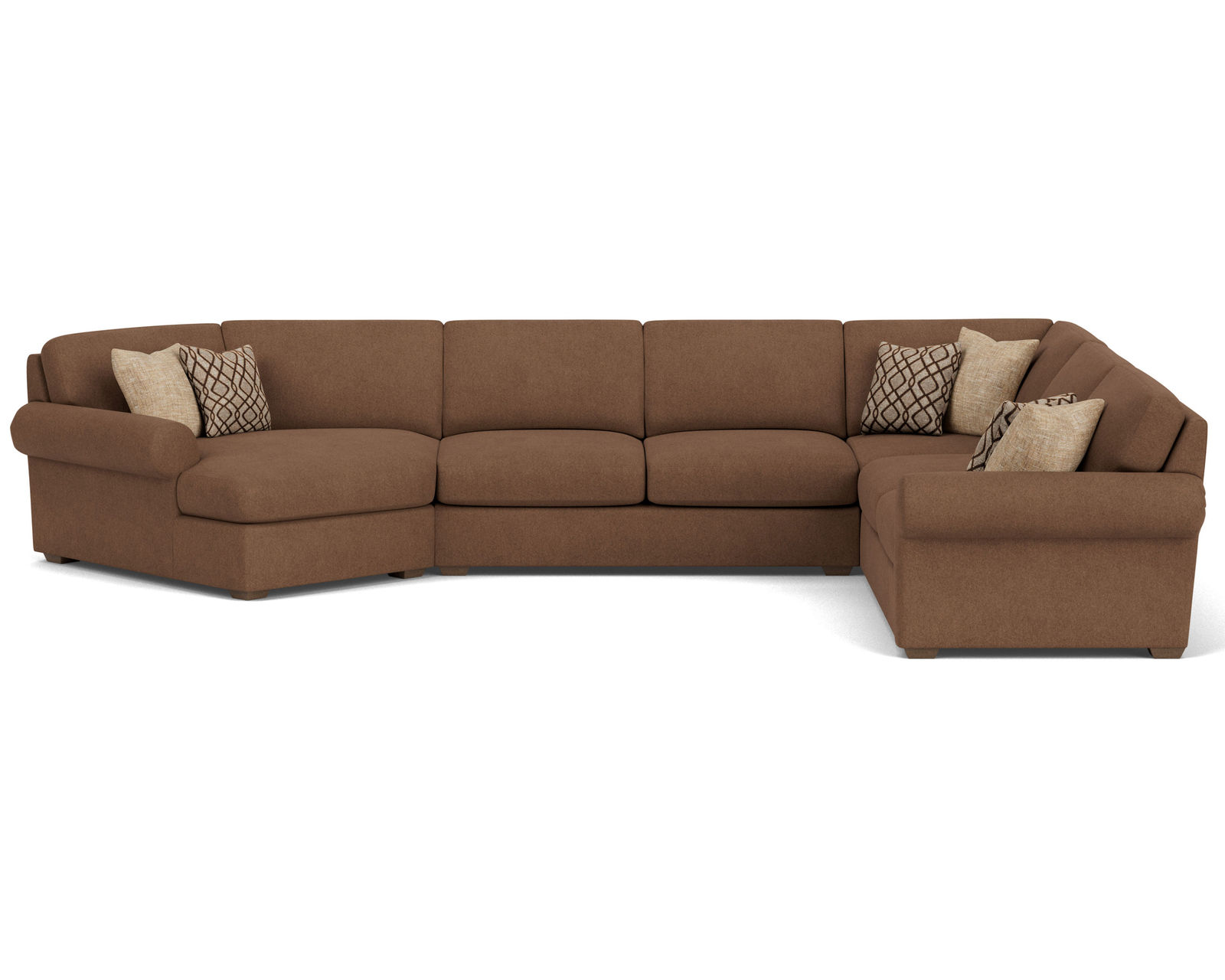 Randall 7100 Sectional (+100 fabric) - Sectional Layout M:  High resiliency foam core seating cushions 2lb to 2.5 lb (Industry standard 1.8)