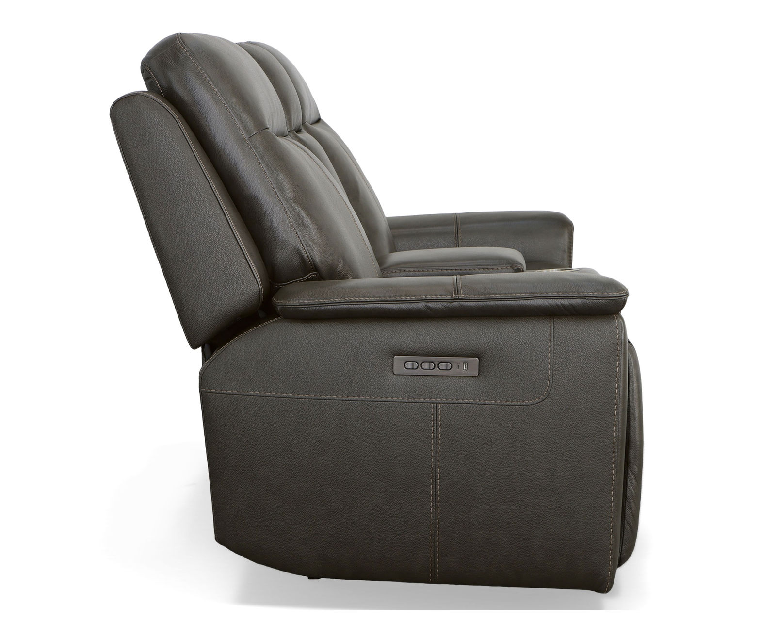 Odell Power Reclining Loveseat with Console, Power Headrests & Lumbar(Dark gray leather) in stock - Odell Power Reclining Loveseat with Console, Power Headrests & Lumbar