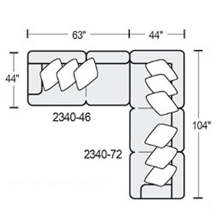 Layout C: Three Piece Sectional 107" x 107"