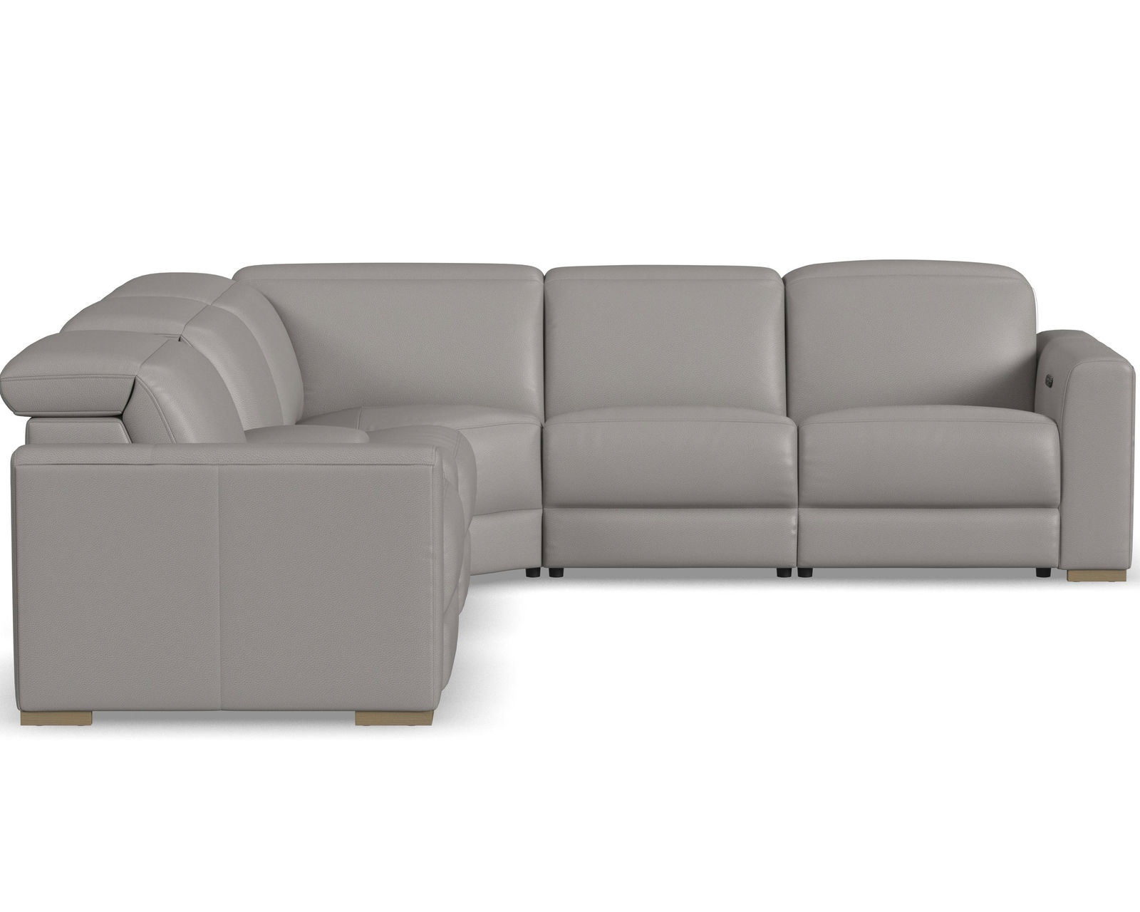 Aurora Leather Power Headrest Power Reclining Sectional (+2 colors) 749-01 - In stock - Layout D: Five Piece Reclining Sectional 121" x 121"