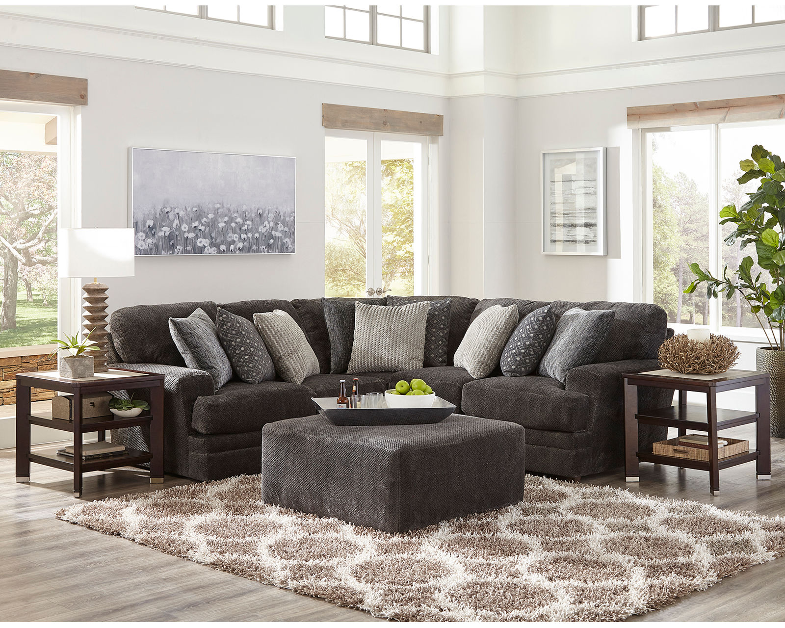 Mammoth Sectional (15 Pieces Available) 2 colors - includes all pillows - Layout R: Three Piece Sectional 104" x 104"