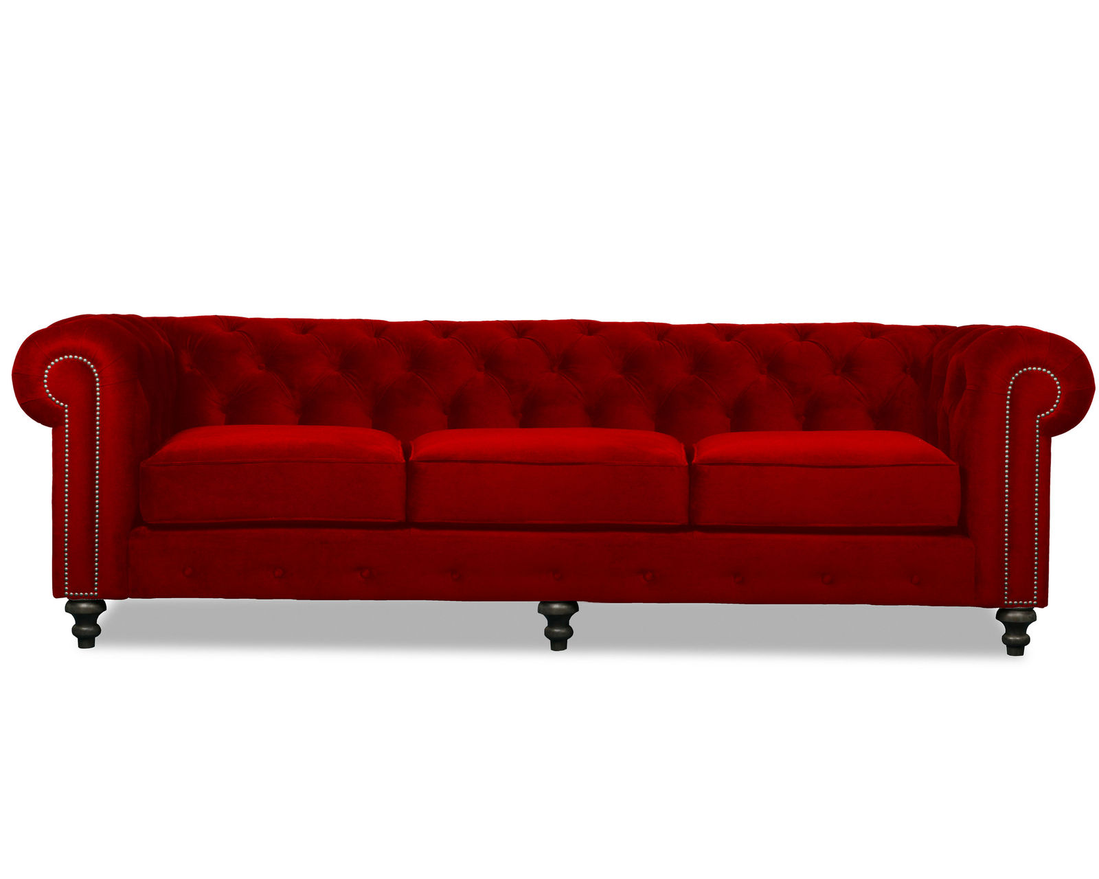 London Tufted Sofa in Red -  72" - 90" - 103"