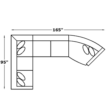 Layout O: Three Piece Sectional 95" x 165"