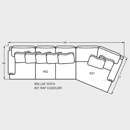 Layout D: Two Piece Sectional 149" x 51"