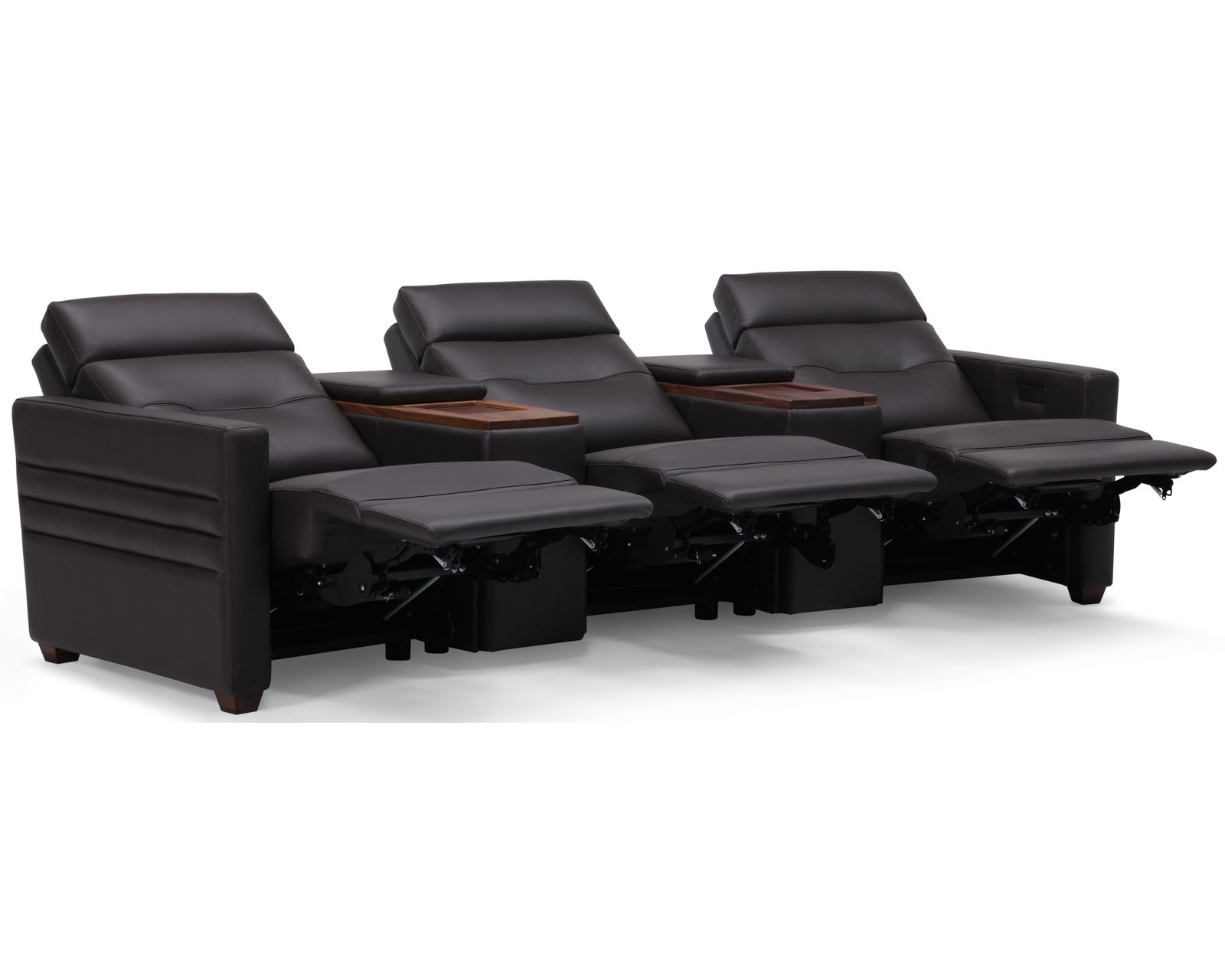 Reece 40109 Triple Power Reclining Sectional (+100 leathers) - Layout F: Five Piece Home Theater Sectional 116" wide